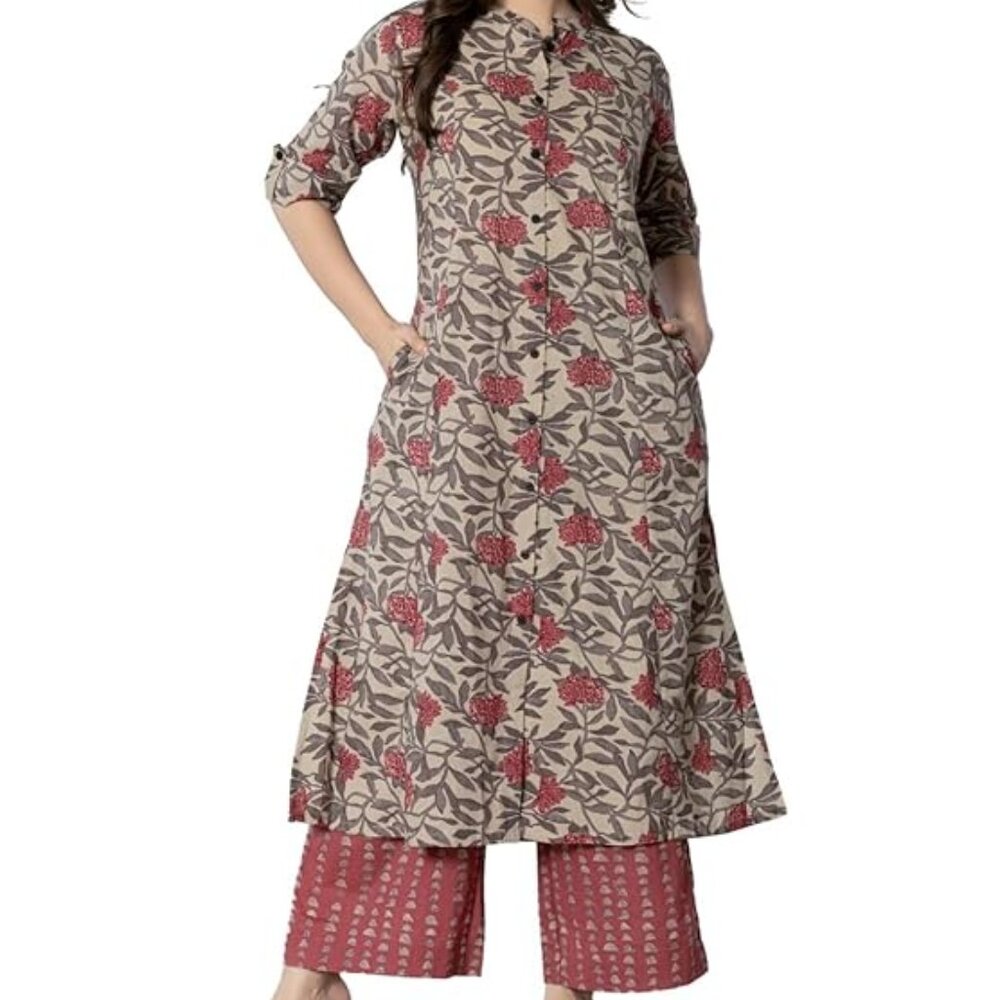 NEW Women's Cotton Kurta with Palazzo Pant Set